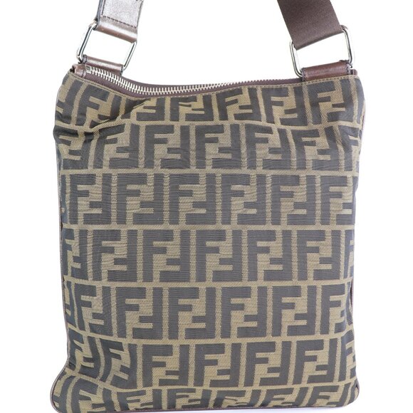 Fendi Vintage Front Zip Flat Messenger Bag Zucca Canvas Medium - Picture 4 of 16